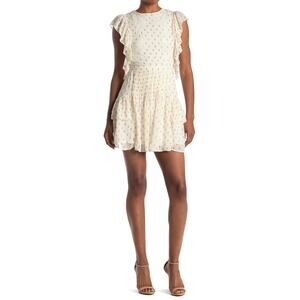 Reiss 'Valerie' White Ruffle Sleeve Back Cut Out Jewel Neck Dress Size 6 - NWT